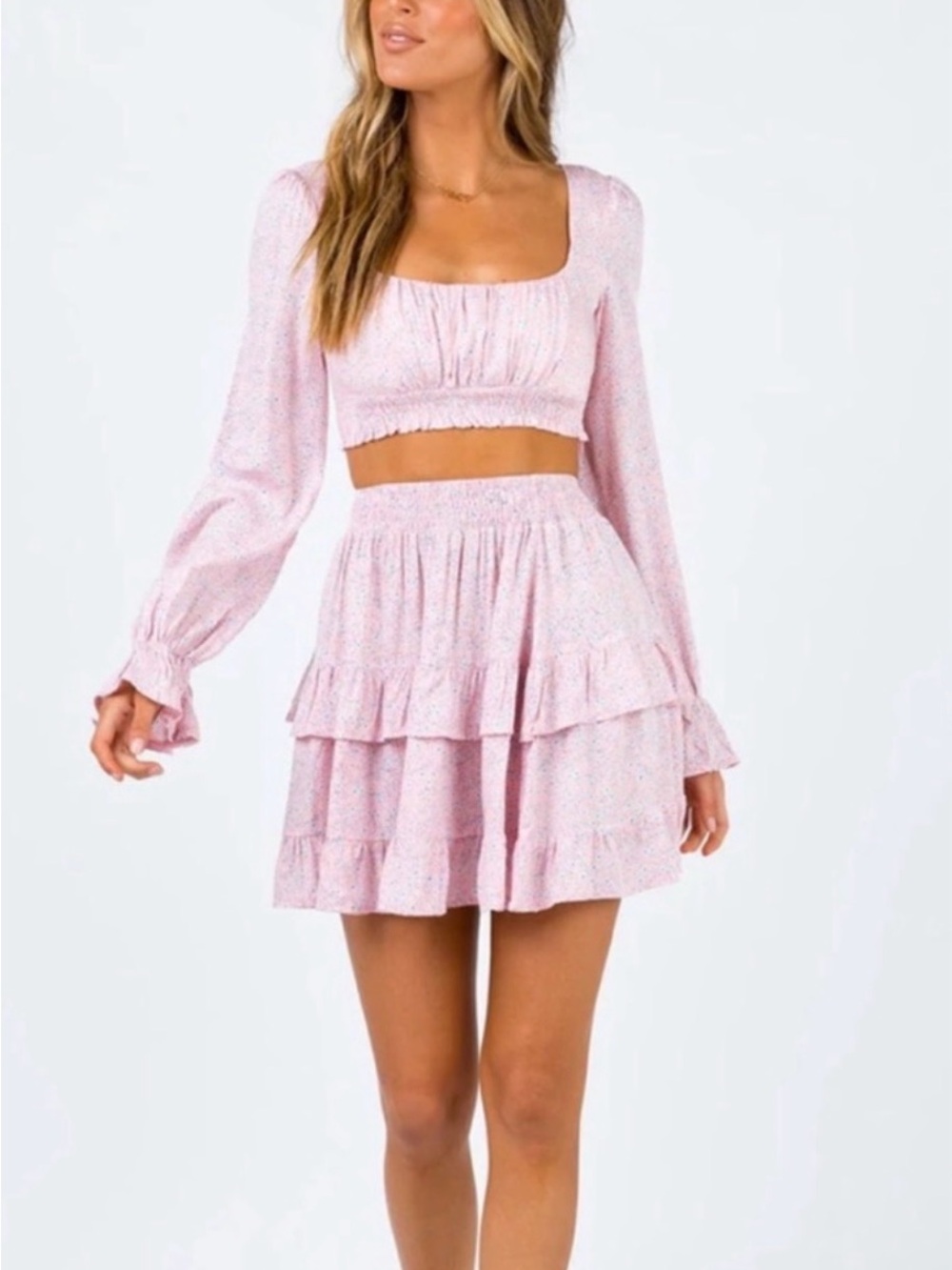 Princess Polly Pastel Pink Tiered Mini Skirt